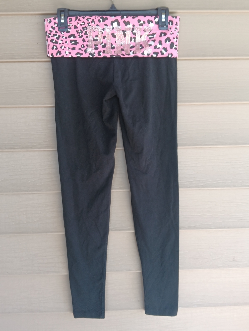 Victoria's Secret PINK Cheetah Bling Foldover Vintage Leggings. Size Small